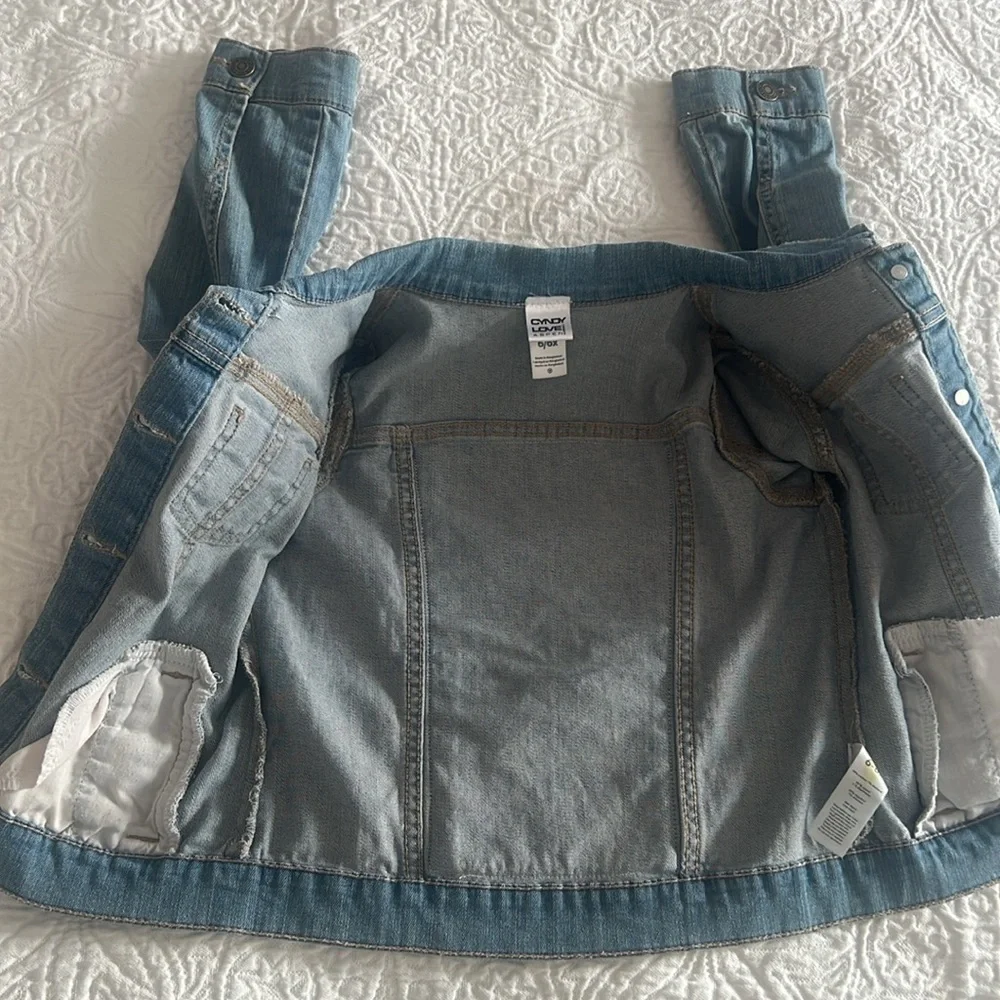 Cindy Love Aspen girls western Pendleton wool blanket trimmed jean jacket